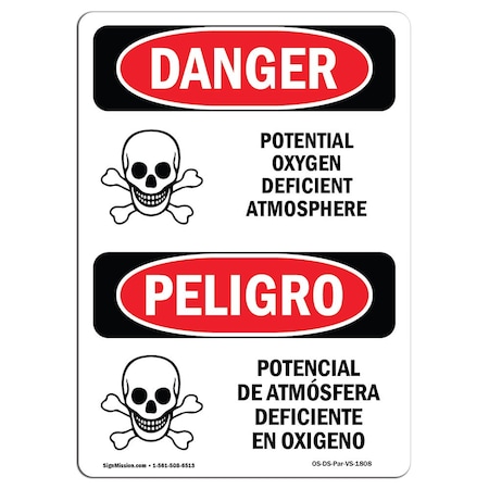 OSHA Danger, 12 Height, Rigid Plastic